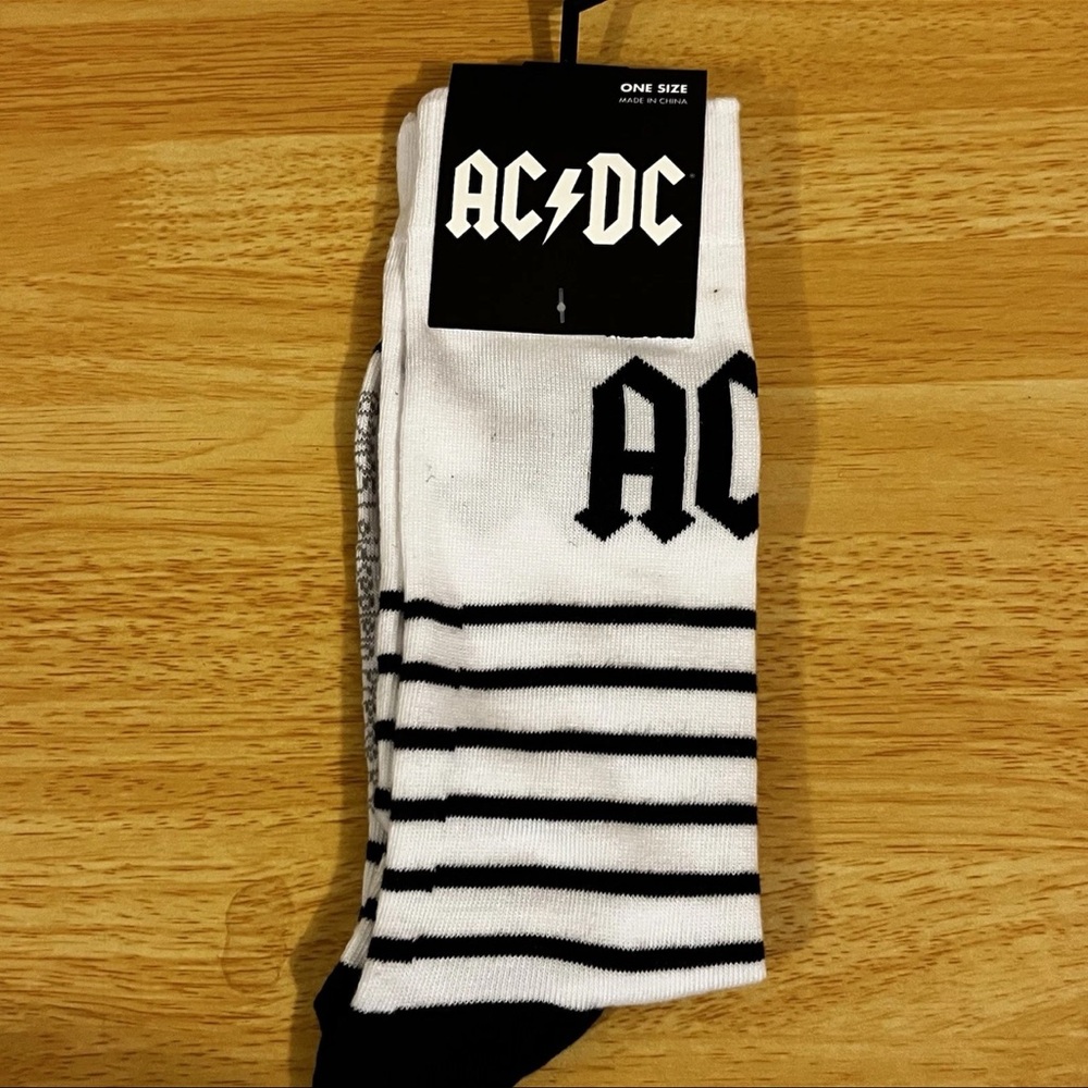AC/DC Classic Black and White Striped Socks Graphic Socks